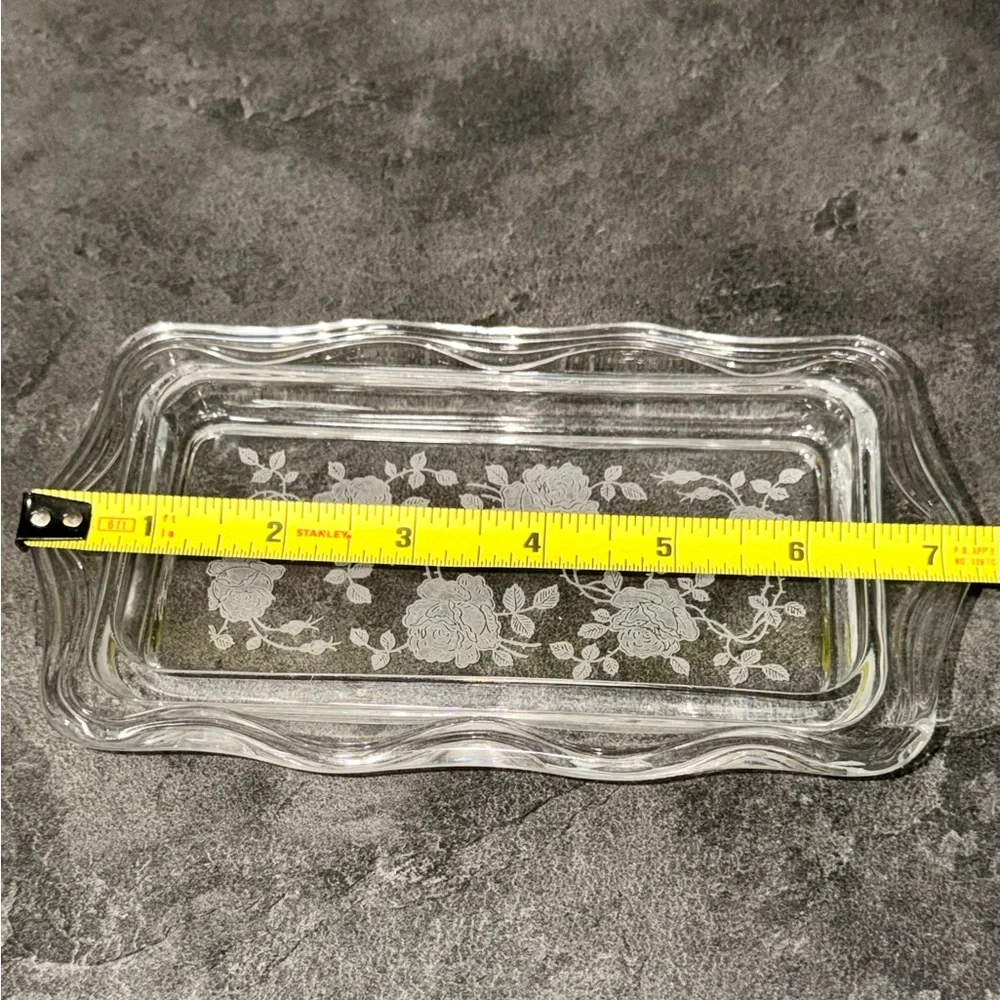 Fostoria Glass Etches Roses Butter Dish